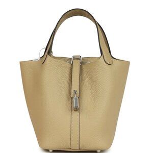 Hermès Taurillon Picotin Lock 18 PM Clemence Palladium Hardware Trench